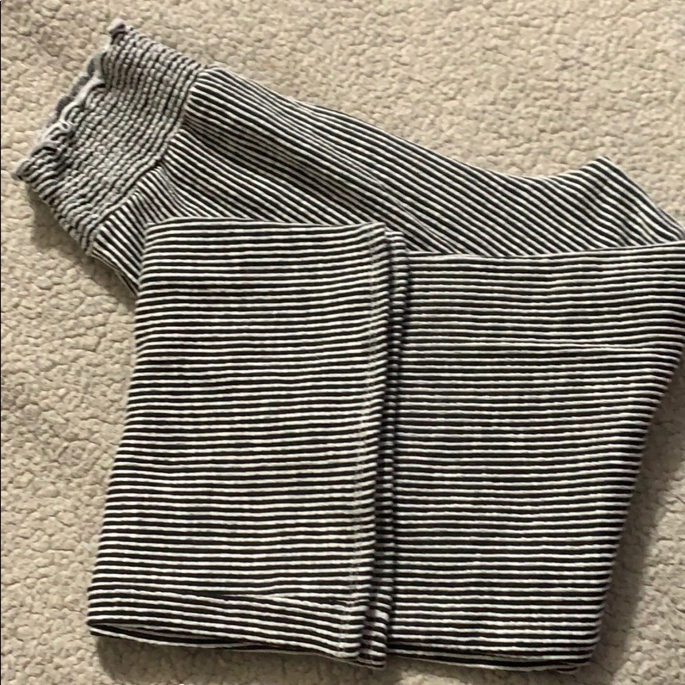 Black and white striped pants